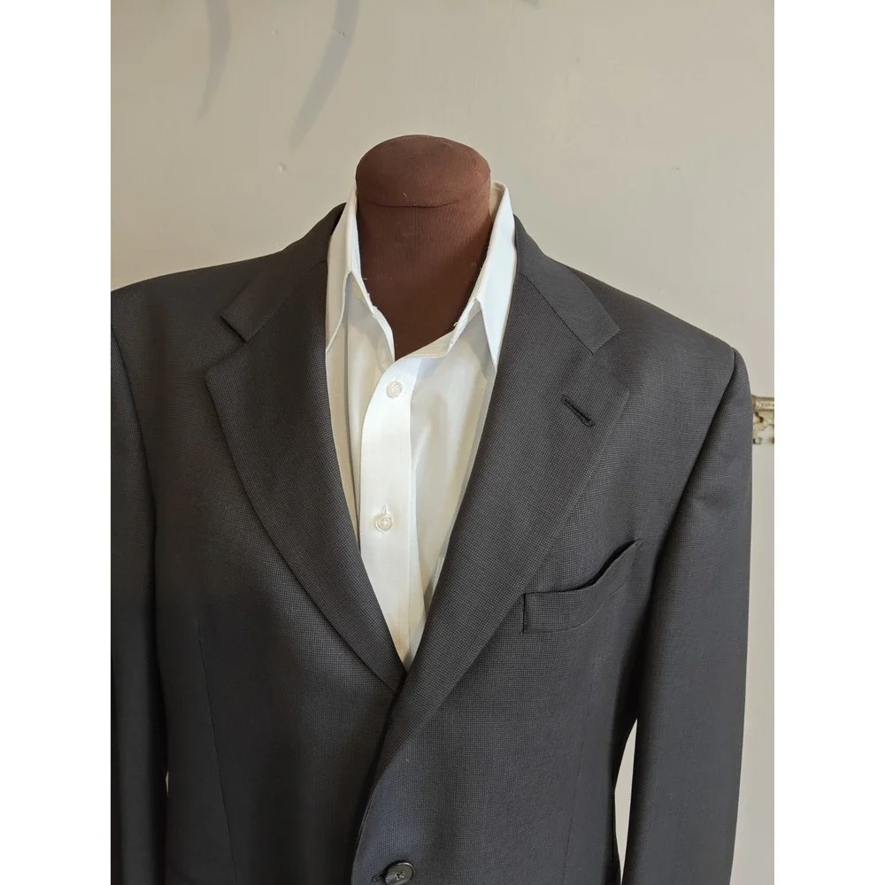 Hart Schaffner Marx Mens Wool Sports Coat Blazer 42R Black 3 Button K804